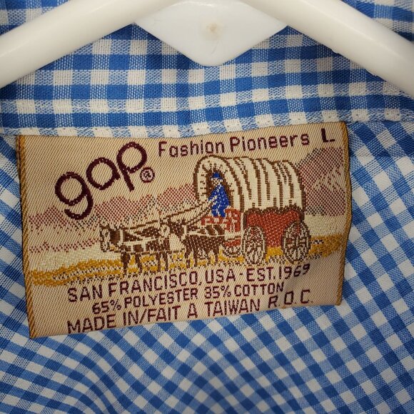 Vintage Gap Fashion Pioneers Blue Western Pearl Snap Cowboy Shirt Size Large - Picture 3 of 10